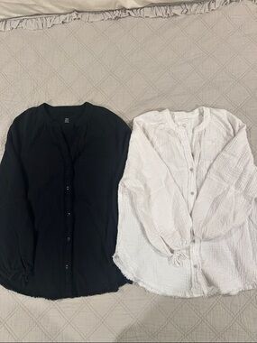 Set of 2 Aerie 100% Cotton Button Up Oversized Shirts